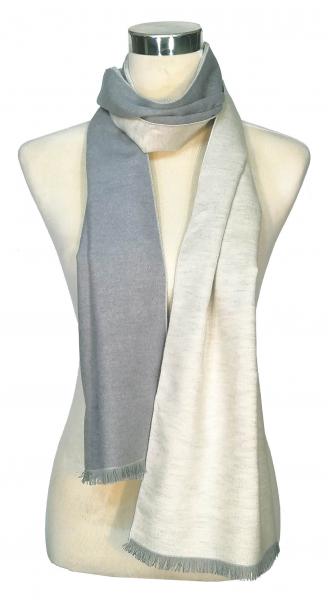 Scarf Shawl 100% Silk Flannel White Grey